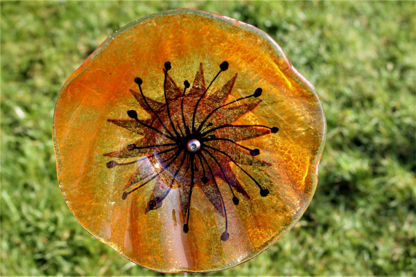 Fused Glass Flower with Stick